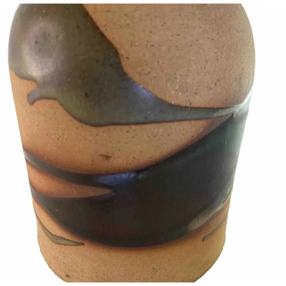 Vtg Alfadom Stoneware Vase Drip Glaze Signed Dominican Studio Pottery Earth Tone